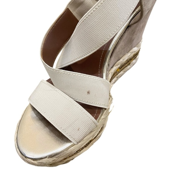 Donald pliner Tilisp platform wedge elastic straps metallic leather sandals 9.5 - Picture 6 of 10